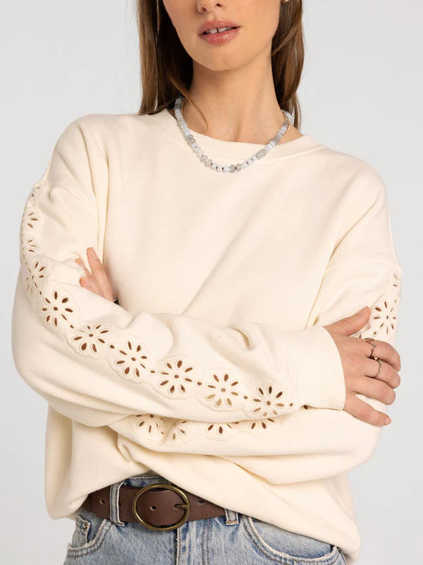 Marietta Top — close-up of embroidered sleeve detail