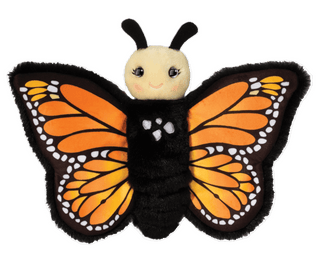 Marisol the Monarch Butterfly plush puppet with orange and black butterfly wings