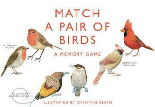 Match a Pair of Birds memory game by Chronicle Books — beautifully illustrated cards to match male and female pairs of 25 bird species from around the world
