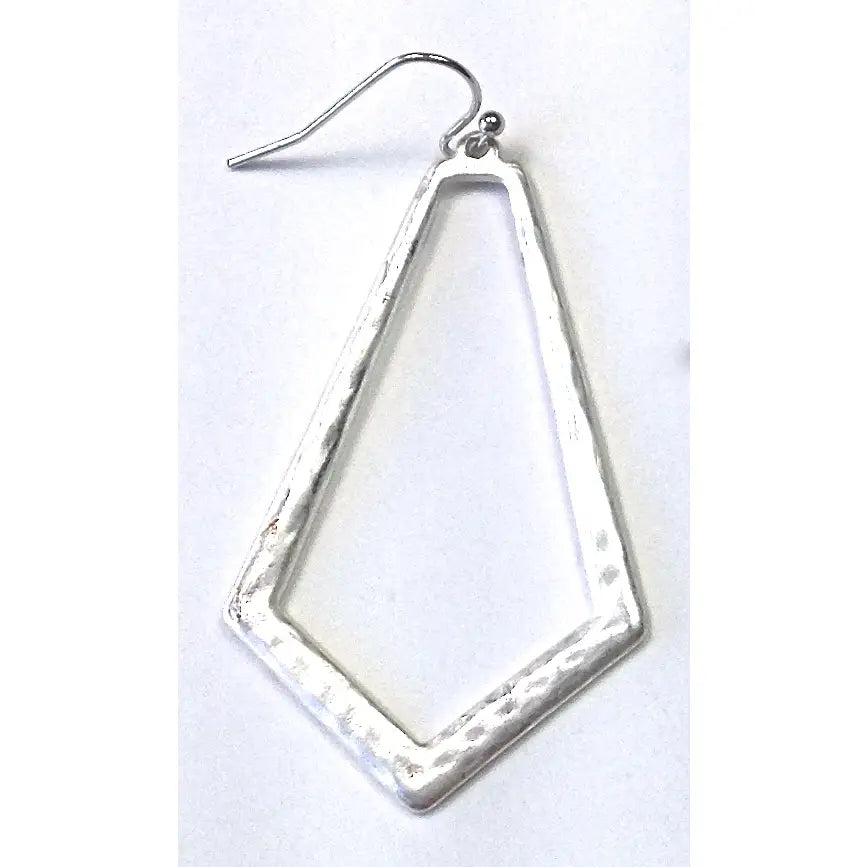 Silver Hammered Diamond Hoop Earrings