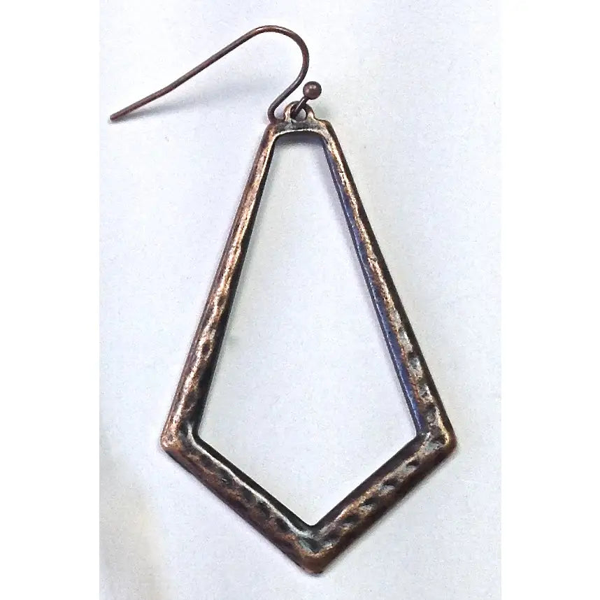 Copper Ox Hammered Diamond Hoop Earrings