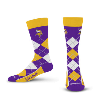 For Bare Feet Minnesota Vikings Argyle Remix Crew Socks – Purple & Gold