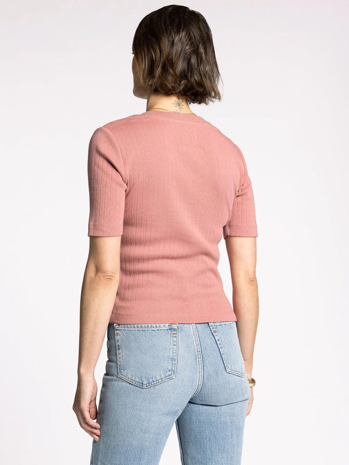 Sage V-Neck Pointelle Top