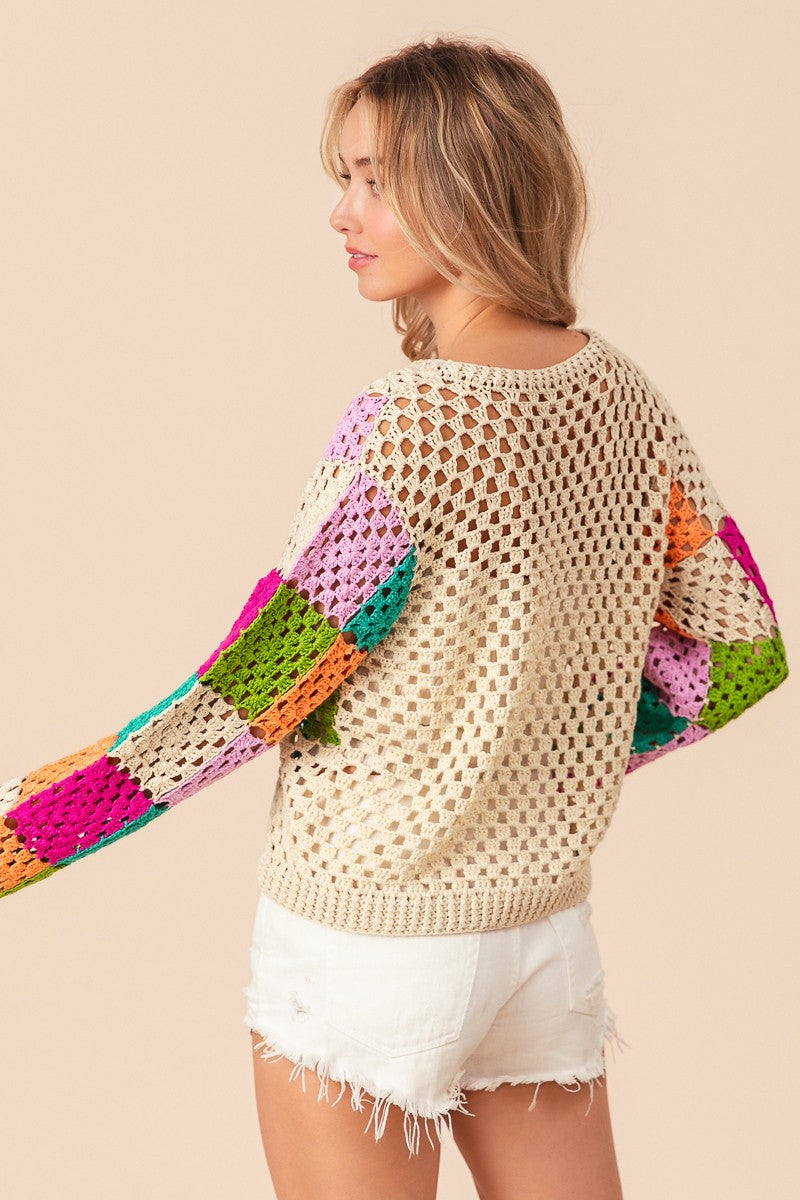 Multi Color Checker Sweater Top FINAL SALE