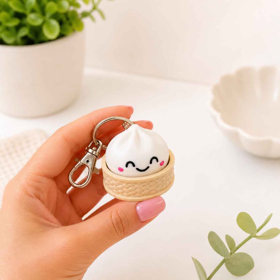 mystery dumpling clicker keychain fidget toy with collectible surprise colors by Layered & Lush