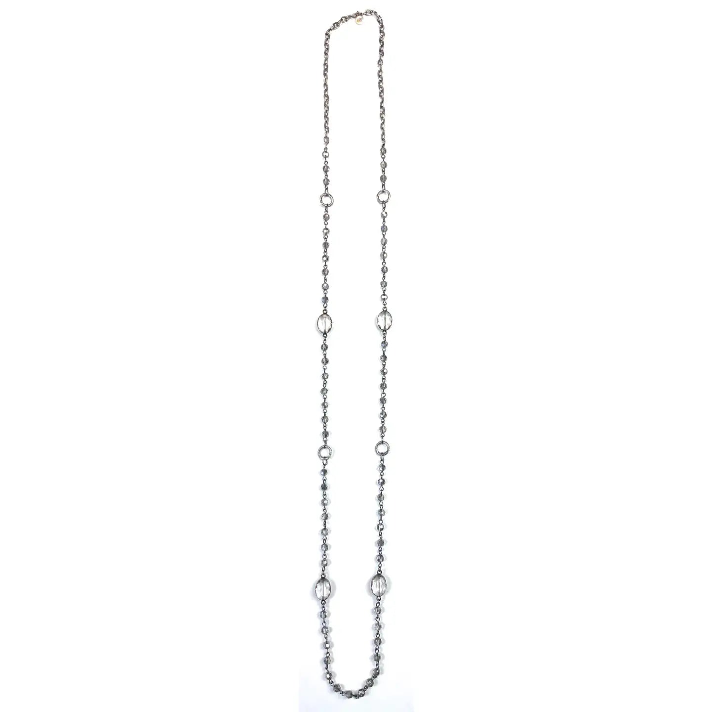 Long Thin Grey Link & Chain Necklace