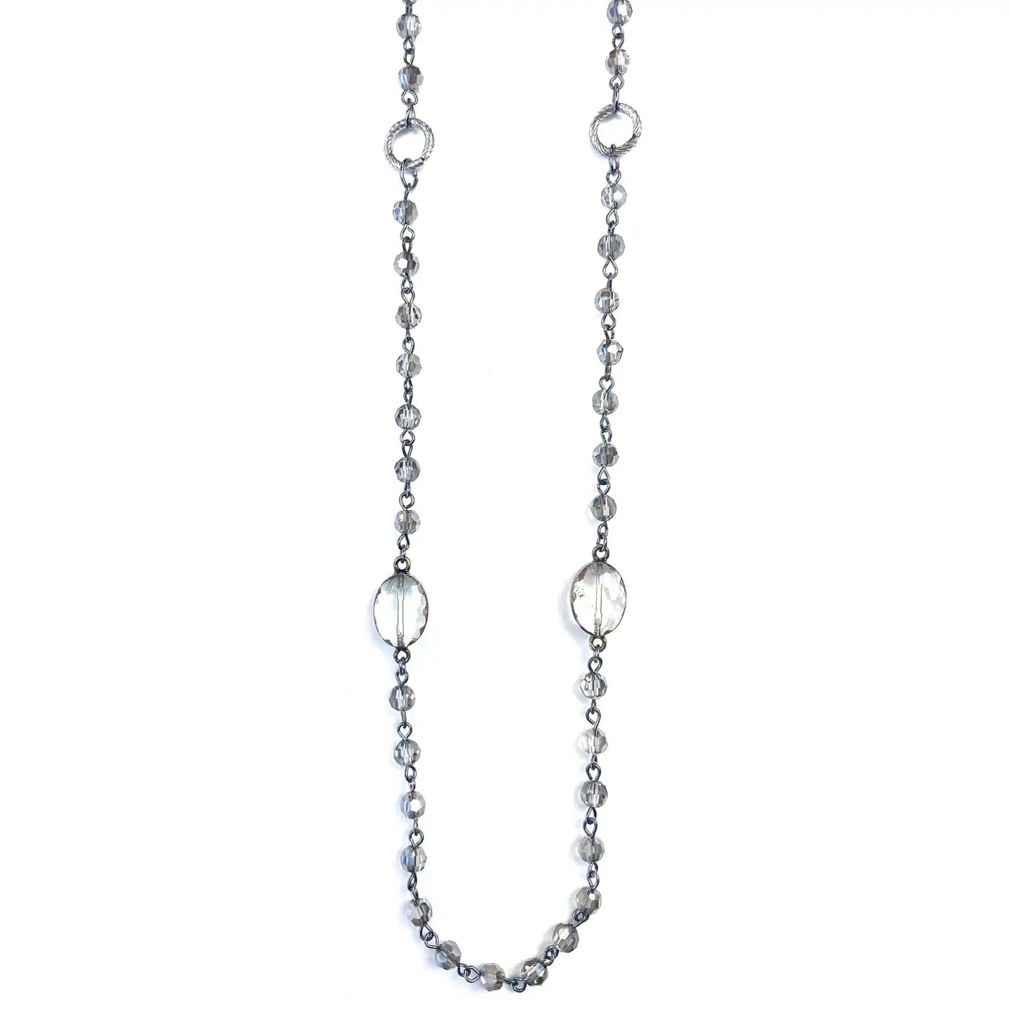 Long Thin Grey Link & Chain Necklace