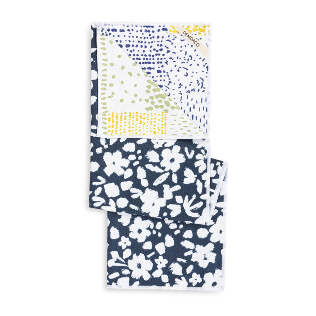 Navy & Floral Absorbent Kitchen Towel