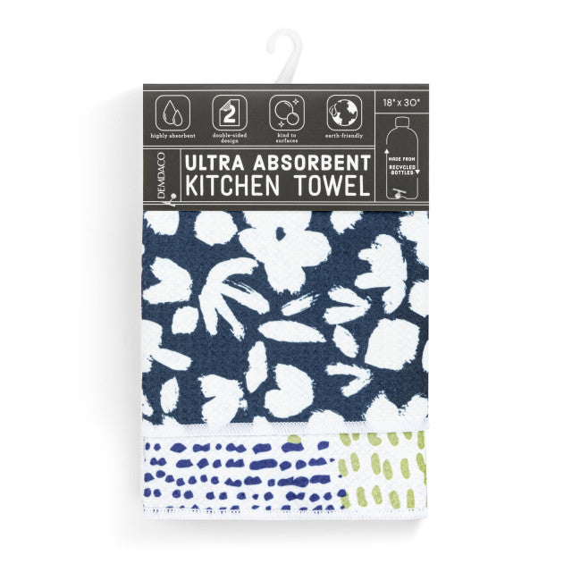 Navy & Floral Absorbent Kitchen Towel