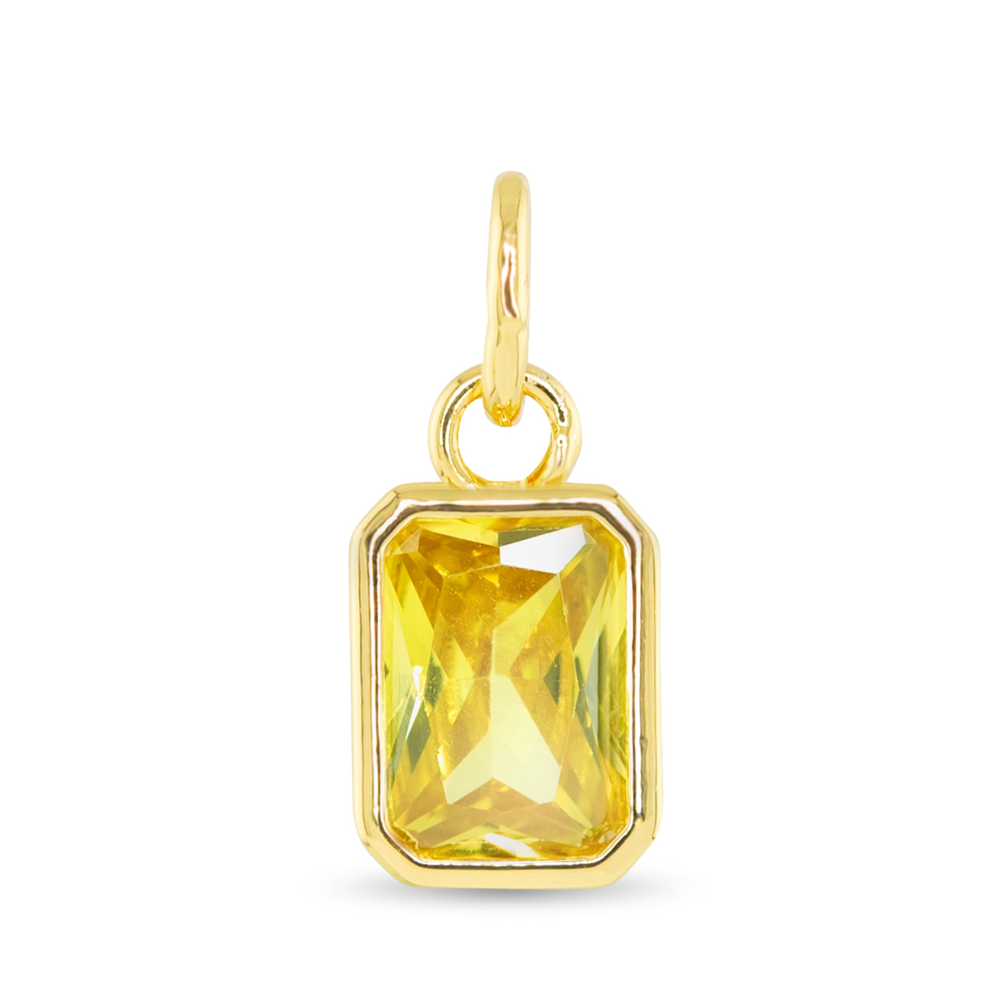 November birthstone charm with citrine-inspired golden faceted stone and 18K gold dipped setting