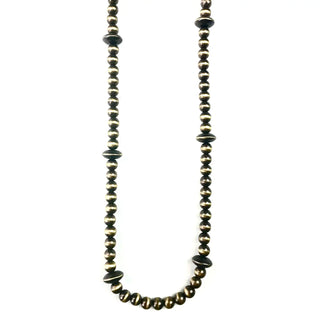 Antique Bronze Round & Saucer Faux Navajo Pearls Necklace FINAL SALE