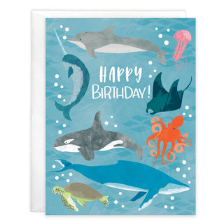 Ocean Birthday Greeting Card by Gina B Designs — an A2 birthday card with original ocean-inspired artwork, includes envelope, proudly made in the USA
