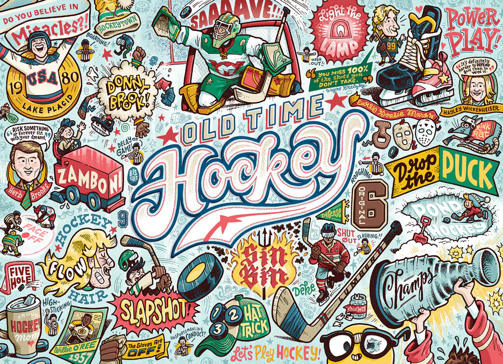 Old Time Hockey 1000 Piece Puzzle – Vintage Hockey Scene | Gift for Hockey Fans