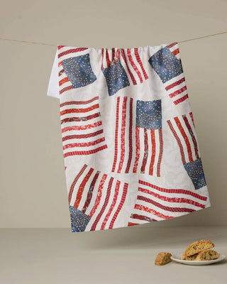 Patchwork Pride tea towel by Geometry, patriotic American flag kitchen towel