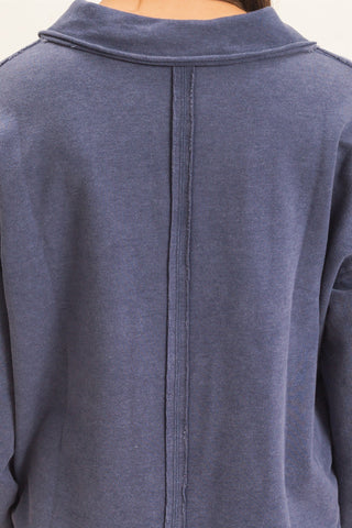 Women's Mineral Wash Polo Collar Pullover Top