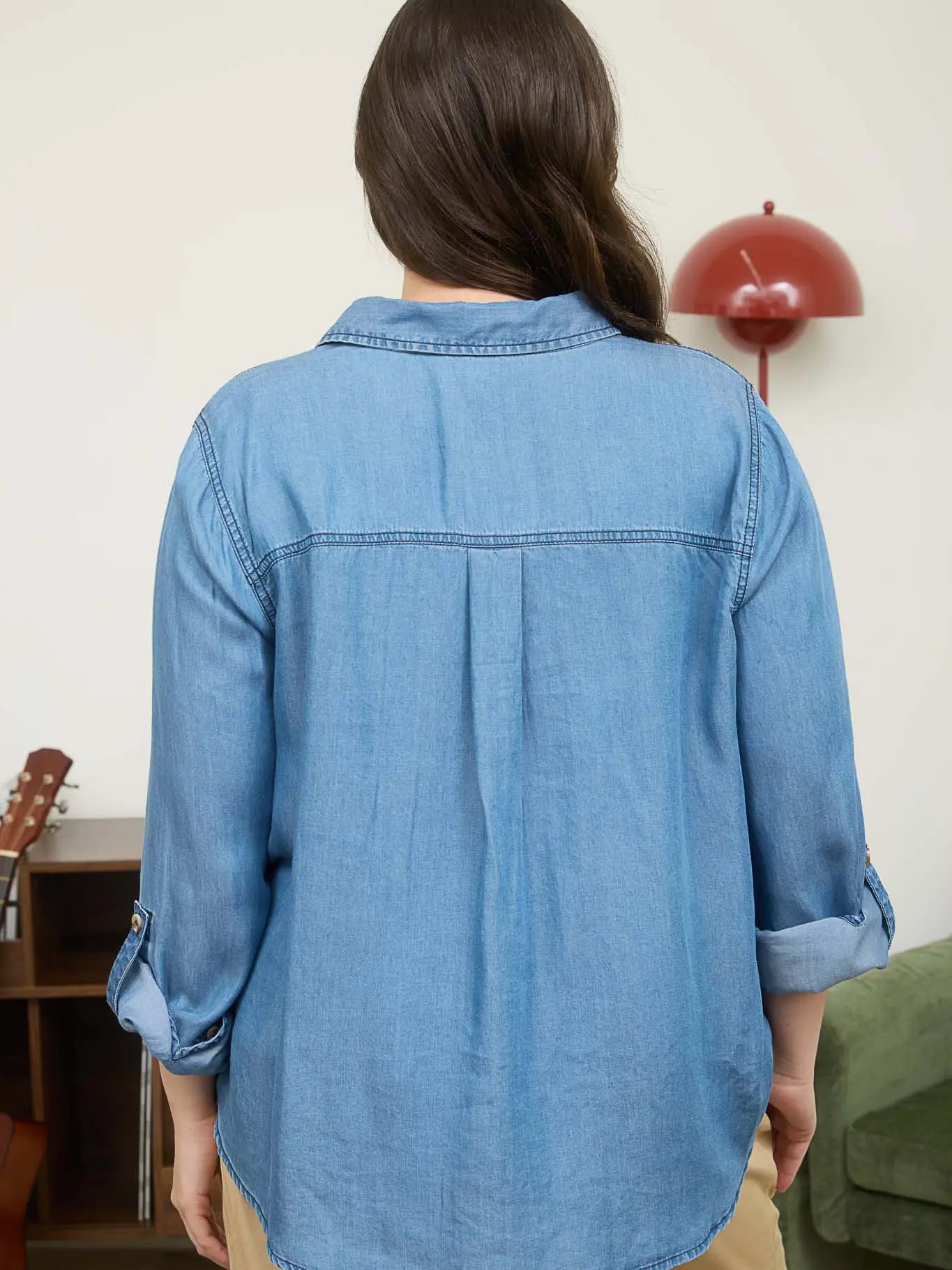 Plus Chambray Collared Shirt