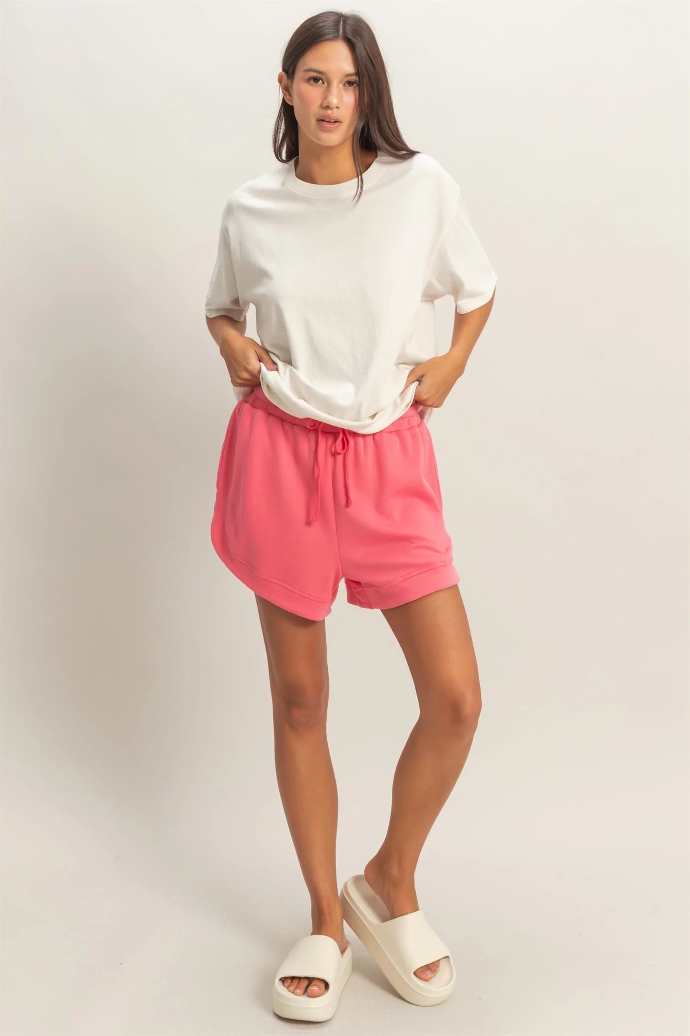 Elatsicized Waist Loose Shorts