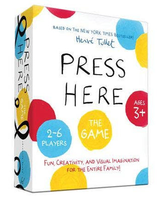 Press Here The Game by Hervé Tullet featuring colorful strategy gameplay for families and children ages 3 and up