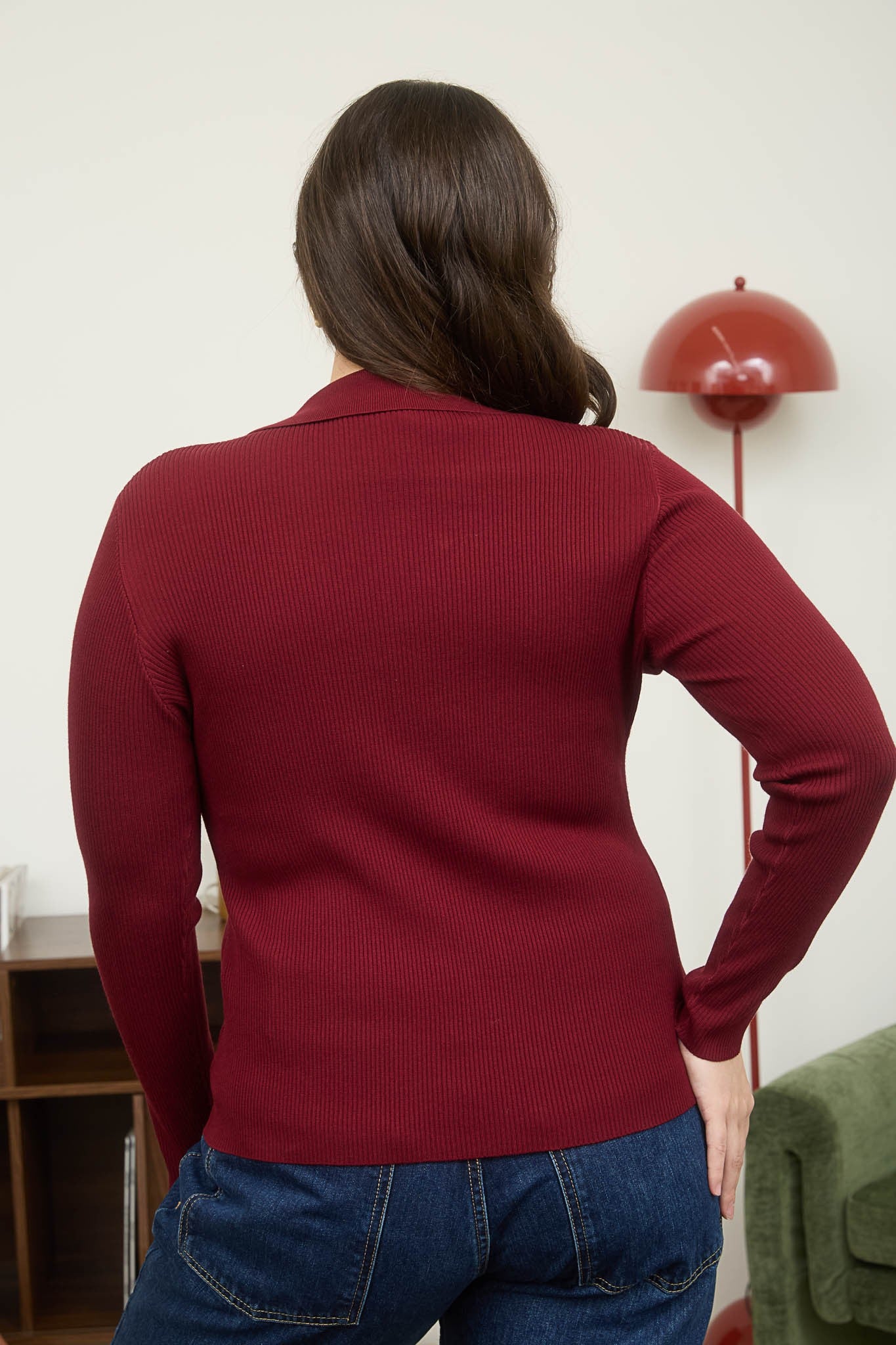 Plus Collared Snap Button Sweater