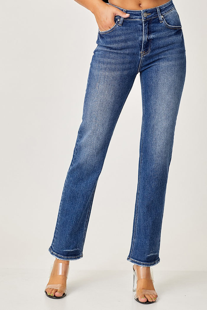 Risen ankle length straight leg jean