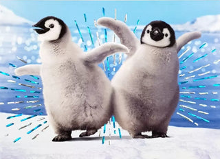 Birthday Greeting Card Penguins Dancing