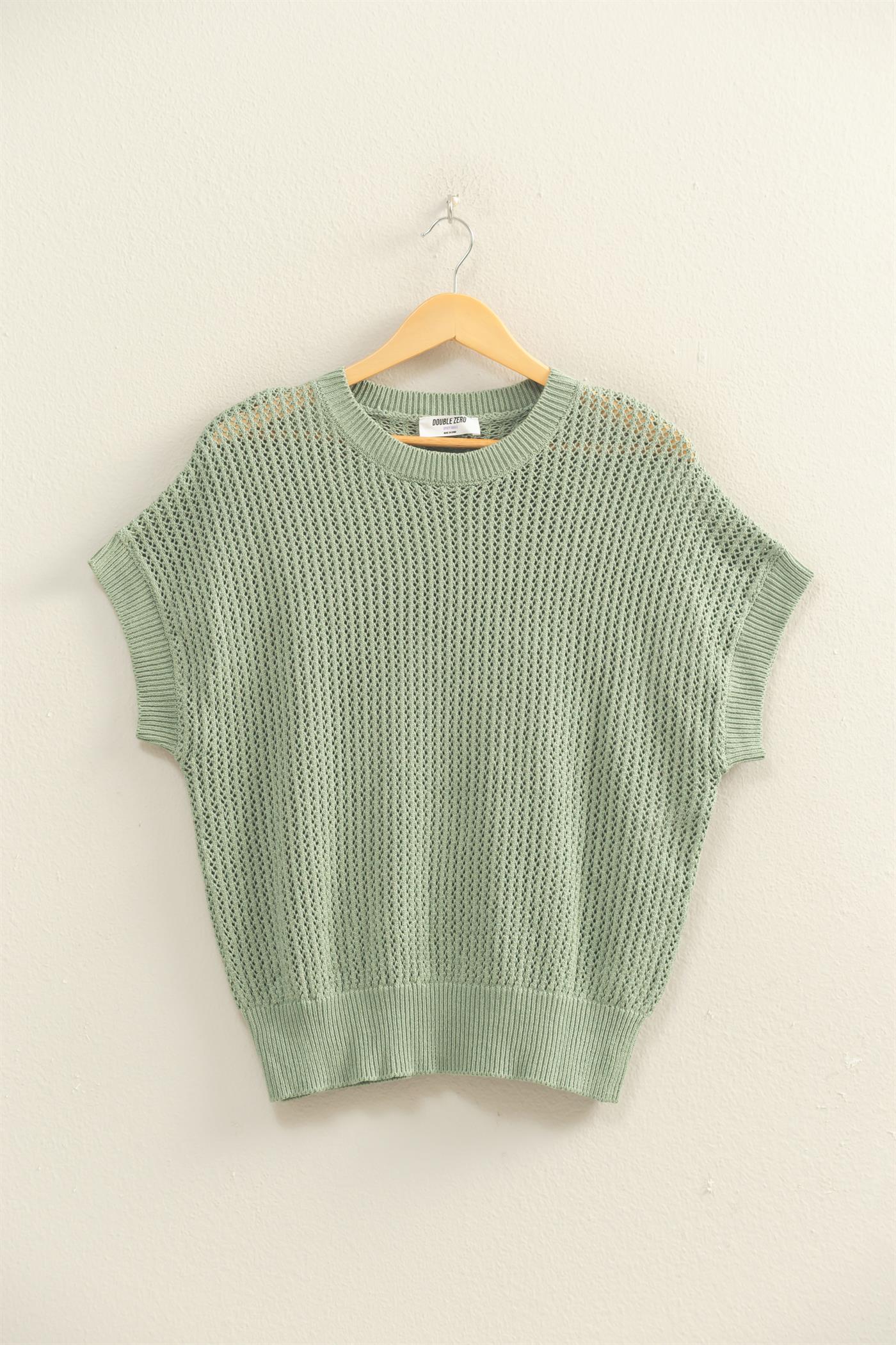 Open Knit Dolman Sleeve Top