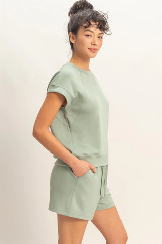 Crew Neck Sleeveless Top & Short Set
