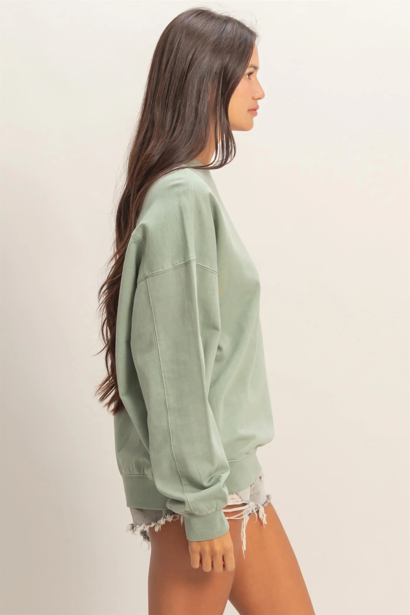 Ribbed Crew Neck Sweatshirt