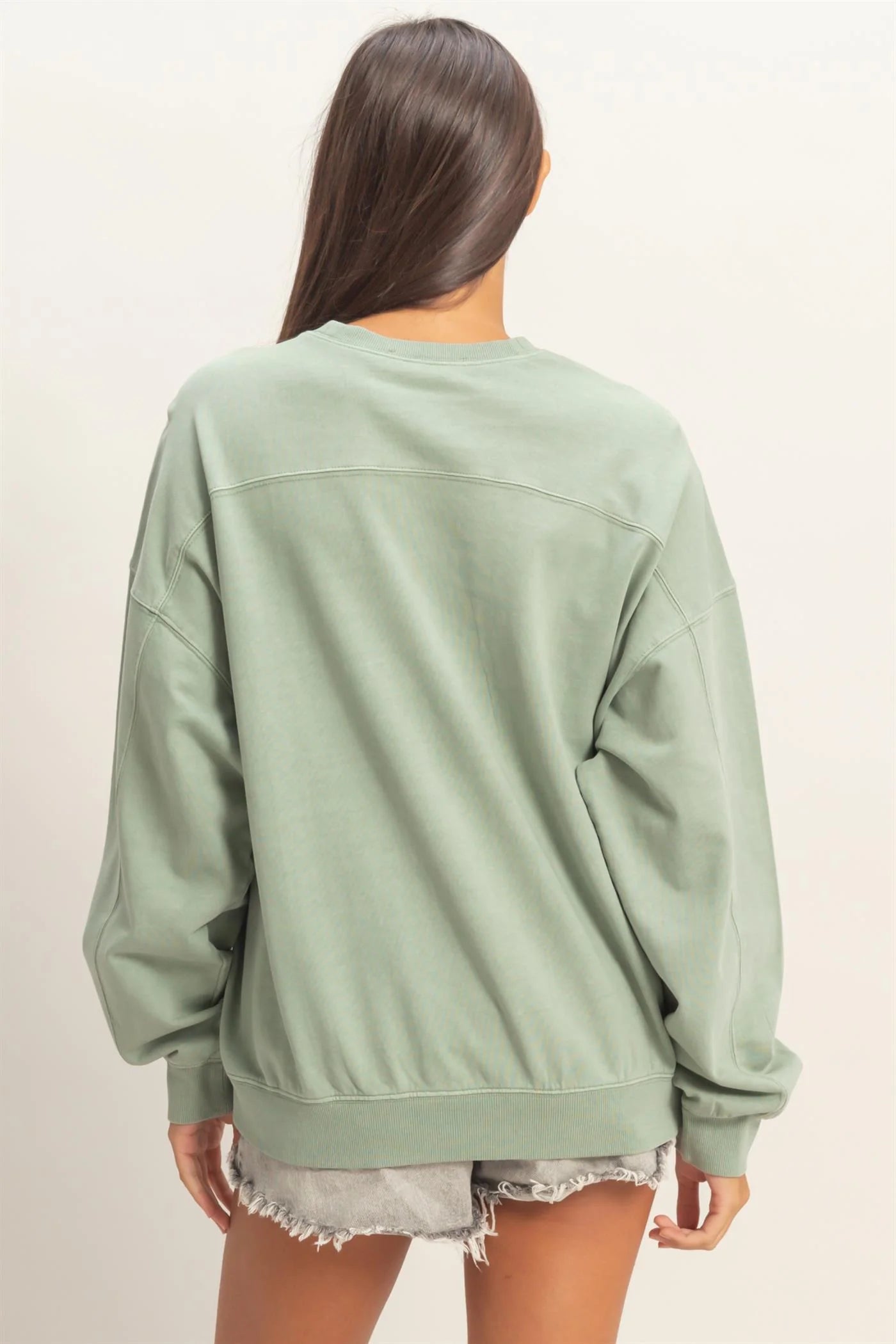 Ribbed Crew Neck Sweatshirt