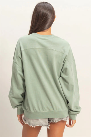 Ribbed Crew Neck Sweatshirt
