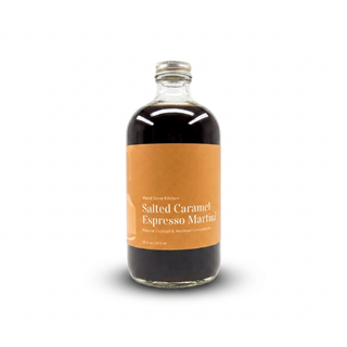 Salted Caramel Espresso Martini Mixer 16 fl oz by Wood Stove Kitchen — small-batch espresso martini mixer with salted caramel, no artificial ingredients, made in Vermont USA
