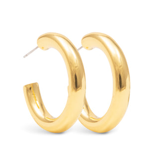 classic medium gold hoop earrings polished finish