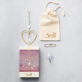 Scout Curated Wears heart-shaped crystal mini suncatcher with gold-plated brass design and rainbow-making crystal prism
