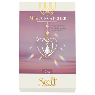 Scout Curated Wears heart-shaped crystal mini suncatcher with gold-plated brass design and rainbow-making crystal prism