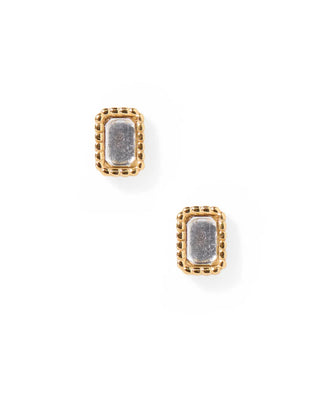 Madison Gold Clear Rectangular Screwback Stud Earrings
