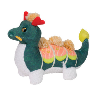 Sesame Dragon Roll plush toy by Douglas featuring a green dragon-inspired sushi roll design with soft plush details and sashimi accents
