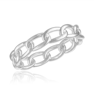 silver layered chain link stack ring