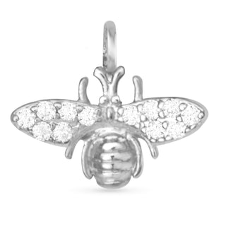 Sterling silver dipped bee charm with cubic zirconia accents for Add-A-Charm necklaces and bracelets