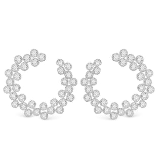 silver open circle earrings with double row cubic zirconia stones