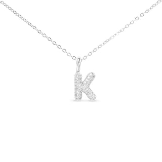 Sterling silver dipped cubic zirconia initial necklace with letter K pendant