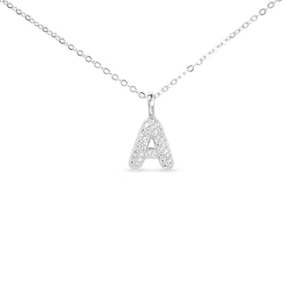 Sterling silver dipped necklace with sparkling cubic zirconia Letter A initial pendant on delicate chain