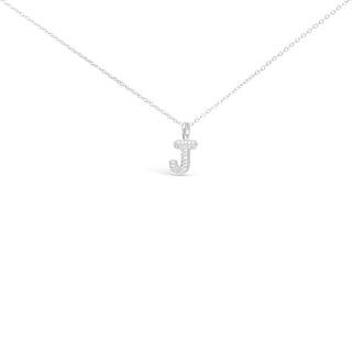 Sterling silver dipped necklace with sparkling cubic zirconia Letter J initial pendant on delicate chain