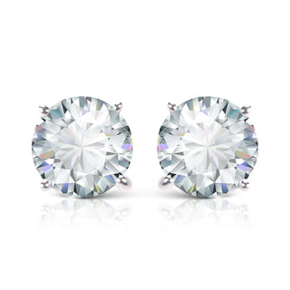 silver round cut cubic zirconia solitaire stud earrings