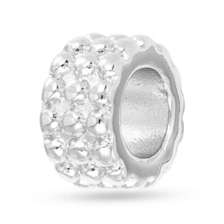 Sterling silver dipped textured wide round charm for Add-A-Charm necklaces and bracelets
