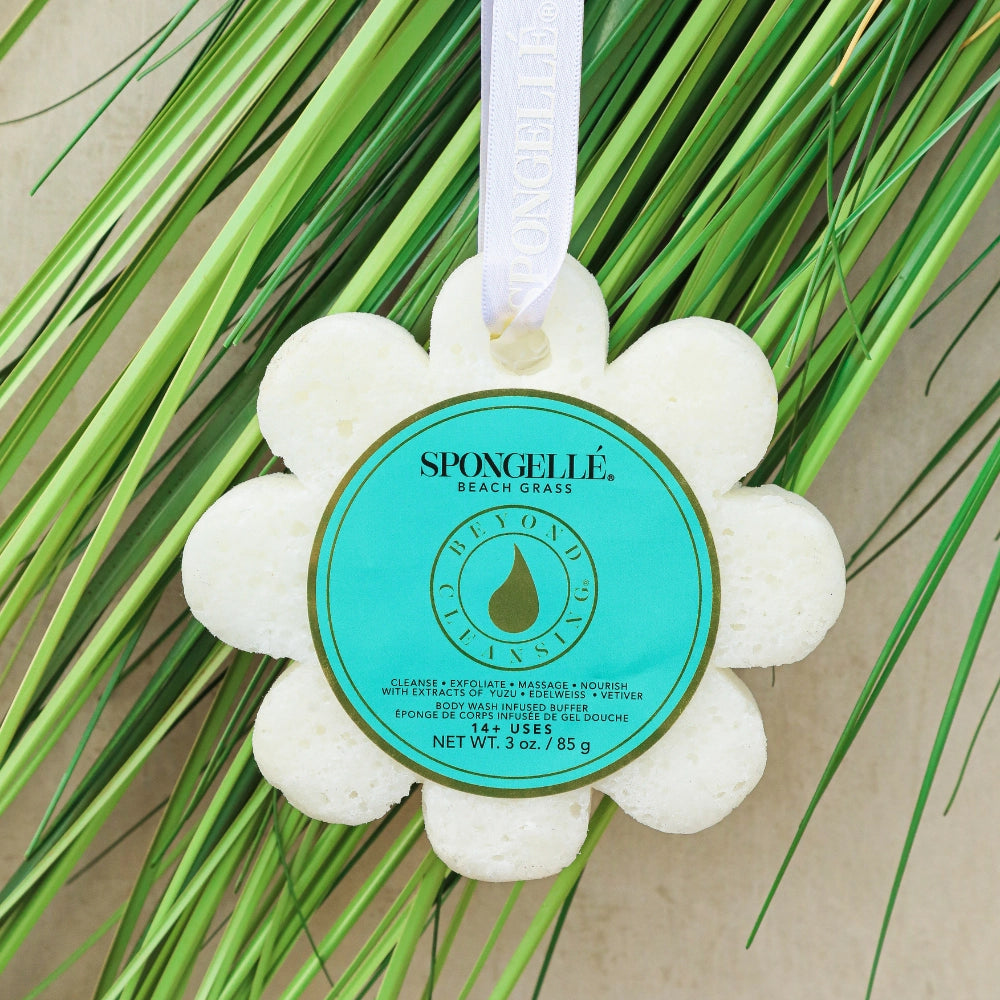 Spongellé Beach Grass wild flower body wash infused buffer exfoliating bath sponge
