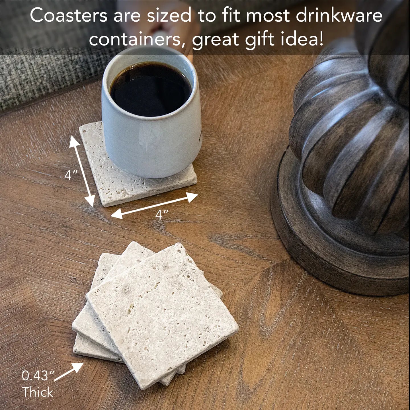 Natural Travertine Coasters Set of 4