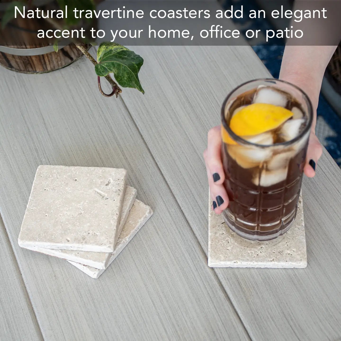 Natural Travertine Coasters Set of 4