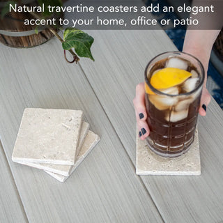 Natural Travertine Coasters Set of 4 FINAL SALE