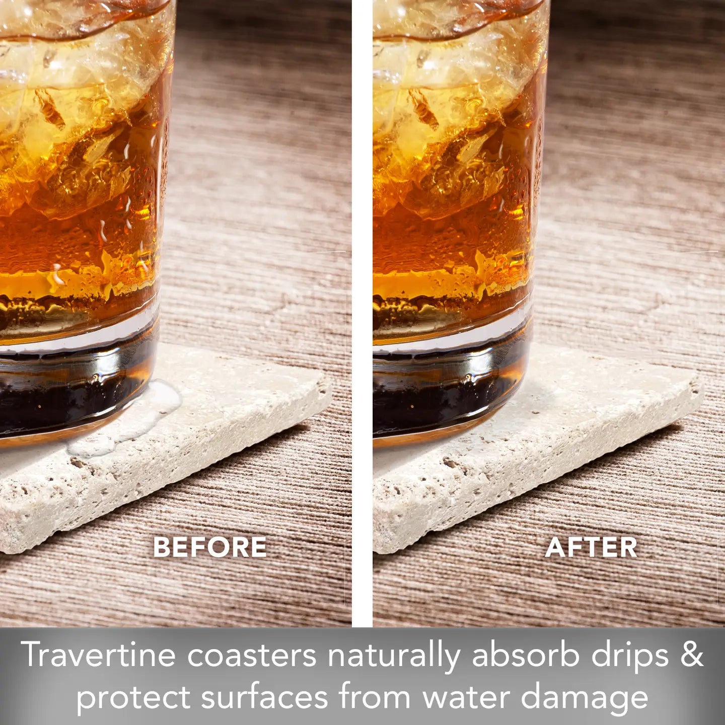 Natural Travertine Coasters Set of 4