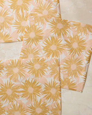 Golden floral eco-friendly kitchen dishcloth set by Geometry close up